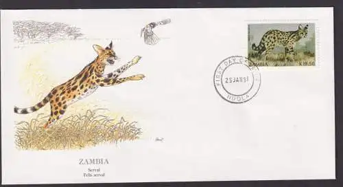 Sambia Afrika Fauns Katze Serval schöner Künstler Brief