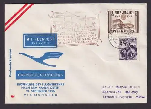 Flugpost Brief Air Mail Lufthansa Österrein via München Naher Osten Istanbul