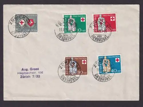 Pro Patria Zürich Giesshübel Schweiz Brief Briefmarken Rotes Kreuz