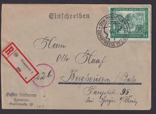 All. Besetzung R Brief EF 968 mit SST Hannover Exportmesse 06.6.1948