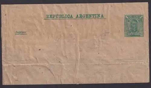 Argentinien Streifband Ganzsache Republik 1 Centavo