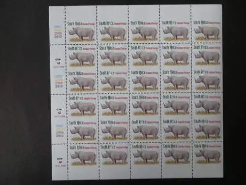 Südafrika Spitzmaulnashorn 1115 2 kpmpl Markenheftchenbogen Vollphosphor versch.