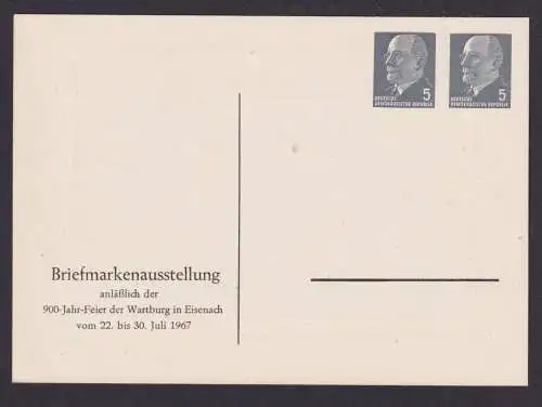 DDR Privatganzsache 2x5 Pfg Ulbricht Philatelie Wartburg Eisenach Briefmarken