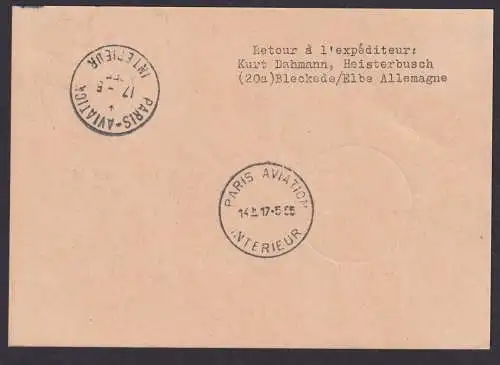 Flugpost Brief Air Mail DDR Ganzsache Pieck Zuleitung DDR Berlin Frankfurt nach