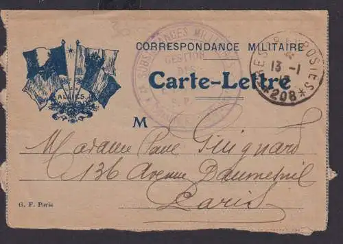 Militaria Frankreich Feldpost Karte Miltitär Krieg