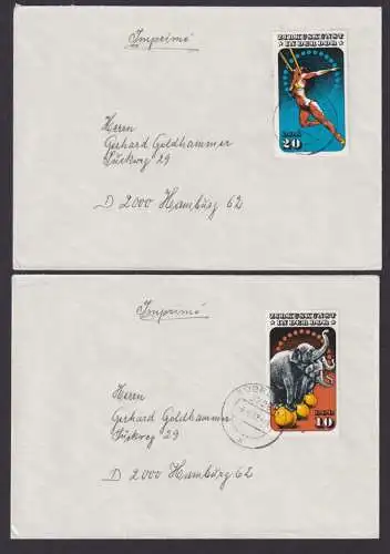 DDR Sammlung 2983-2986 Zusammendruck Zirkus schönes Briefe Lot 6 Stück