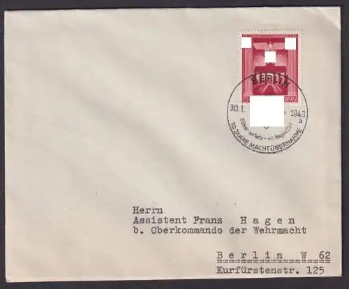 Berlin Deutsches Reich Brief EF 829 SST 10 Jahre Machtübernahme