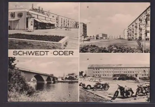 Ansichtskarte Schwedt Oder Kaufhalle Oderbrücke Oberschule Brandenburg