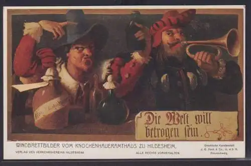 Ansichtskarte Künstlerkarte Hildesheim Windbrettbild Knochenhaueramtshaus