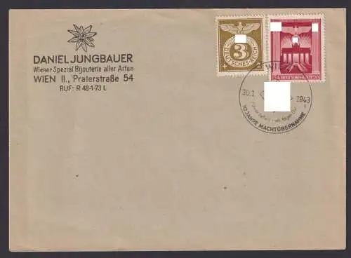 Deutsches Reich Ostmark Brief Wien Österreich SST 100 Jahre Machtübernahme