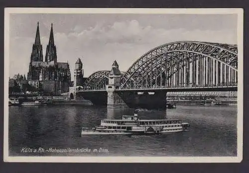 Deutsches Reich Ansichtskarte Köln Hohenzollernbrücke Kalkar MaschinenS Luftpost