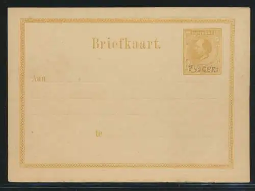 Surinam Ganzsache Karte 7 1/2 auf 12 1/2 postal stationery King Wilhelm