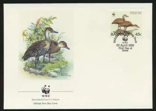 Vögel WWF u.a. 4 FDC Korea Kraniche sowie einmal Bahamas Tiere