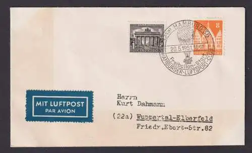 Ballon Flugpost Brief Air Mail Hamburg Luftsport Club MIF Bizone Bauten Berlin