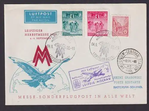 Briefmarken toller Flugpost Brief 470-471 Adler über Weltkugel Globus Leipzig