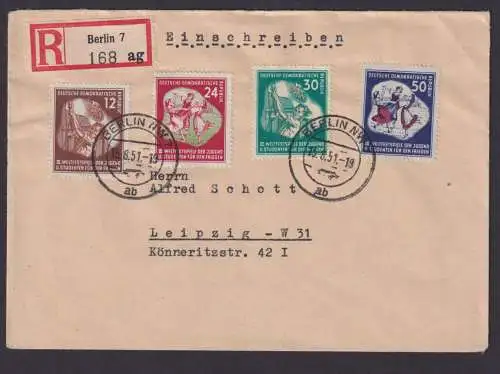 DDR R Brief 289-292 Weltfestspile Berlin Motiv Entwurf Sportwettkampfhalle