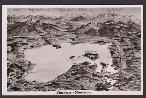 Ansichtskarte Chiemsee Bayern Panorama Karte Städte Gebirge