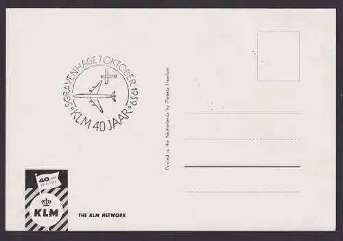 Flugpost Brief Air Mail Niederlande 40 Jahre KLM Maximumkarte 1959