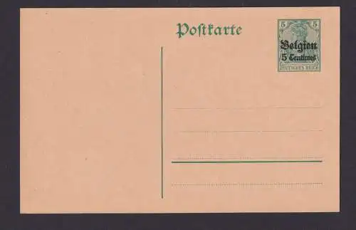 Briefmarken Besetzung Landespost Belgien Ganzsache Postkarte Germania Aufdruck