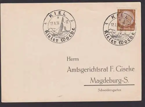 Kiel Schleswig Holstein Deutsches Reich Karte SST Kieler Woche n. Magdeburg