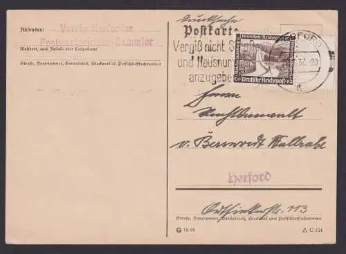 Herford NRW Deutsches Reich Karte Postsache SST Vergiß nicht Strasse und