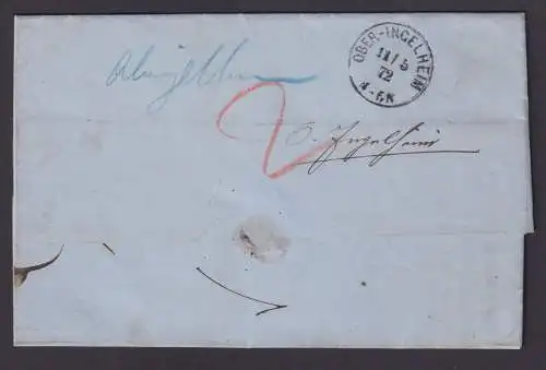 Deutsches Reich Brief MEF 5 2Gr Brustschild R3 Köln Stadt Post K1 Ober Ingelheim