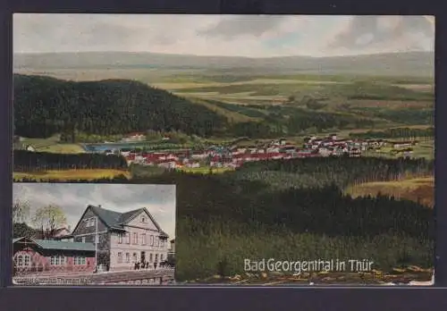 Ansichtskarte Georgenthal Bahnhof Totalansicht m. Landschaft Gasthaus Thüringer