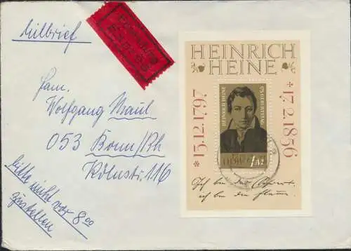 DDR Brief Eilbrief Block 37 Radebeul nach Bonn 12.12.1972