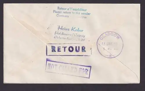 Flugpost Brief Air Mail SABENA Brüssel Belgien Gassgow Schootland selt. DDR