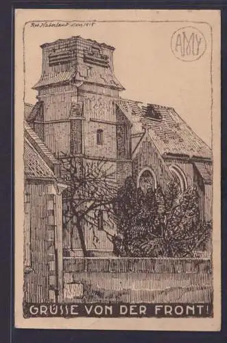 Ansichtskarte Bleistiftzeichnung Künstlerkarte Sign. Rob Haberland März 1915