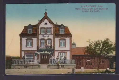 Ansichtskarte Bahnpost Zug 492 Allendorf Hessen Eder Fluss Hotel Restaurant Zum