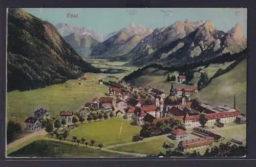 Ansichtskarte Bayerische Bahnpost Zug 1370 Ettal Bayern Ortsansicht vor