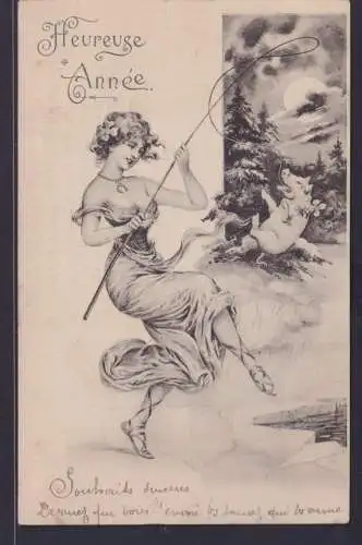 Ansichtskarte Jugendstil Art Nouveau Neujahrsgruss Heureuse Annee Glücksschwein