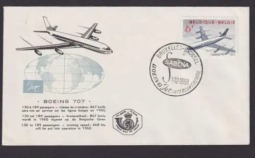 Flugpost Brief Air Mail Sabena Boeing Jet Intercontinental 707 mit Passagier -