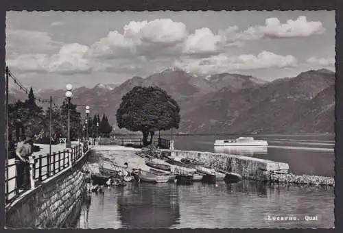 Ansichtskarte Locarno Schweiz Lago Magiore Quai Boote