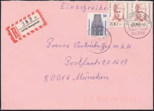 Bund Brief Einschreiben MIF 1340 + 1498 Frauen im Paar Bargstedt nach München