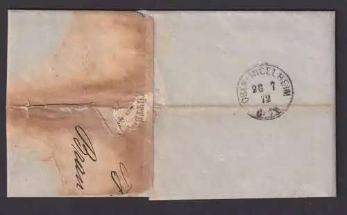 Deutsches Reich Brief MEF 2 1/3 Gr. Brustschild Dreierstreifen Braubach 350,00++