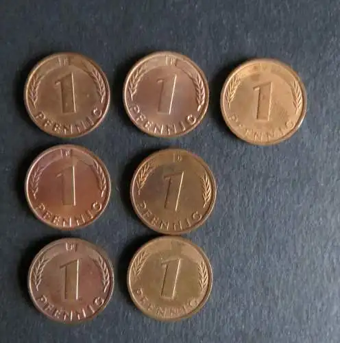 Münzsammlung Deutschland 1 Pfennig 1970-71 s-ss 7 Stück