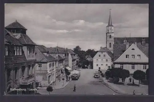 Ansichtskarte Rothenburg Sachsen Lausitz Gebirgszug Strassenansicht Kirche