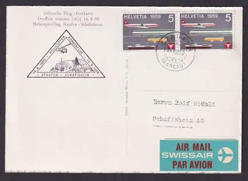 Helikopter Flugpost Brief Air Mail Schweiz Flug Festkarte Staufen Schafisheim