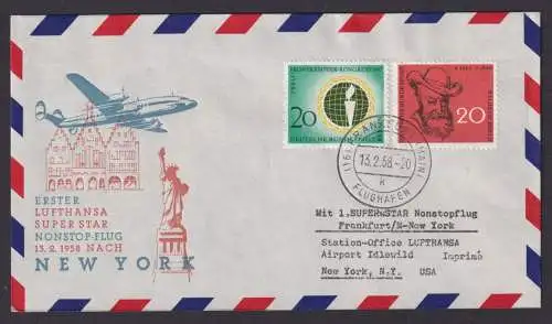 Flugpost Brief Air Mail 1. Lufthansa Super Star Nonstop Flug Frankfurt New York