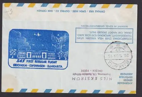 Flugpost Brief Air Mail SAS Schweden Erstflug Stockholm Djakarta Indonesien