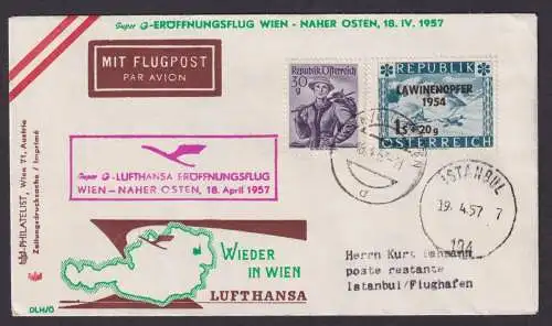Flugpost Brief Air Mail Lufthansa Österreich Wien Naher Osten Erstflug Istanbul