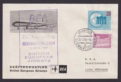 Flugpost Brief Air Mail Berlin MIF BEA British Airways Berlin München 31.3.1930