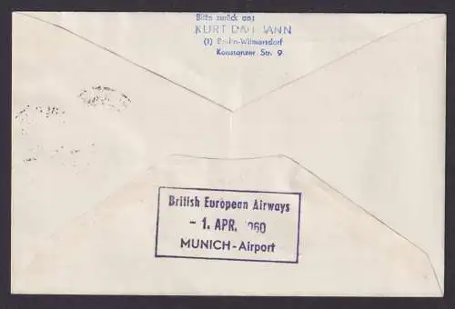 Flugpost Brief Air Mail Berlin MIF BEA British Airways Berlin München 31.3.1930
