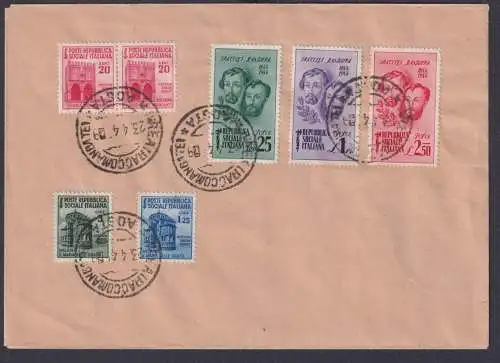 Italien Brief 661 663-665 Denkmäler + Brüder Bandieras Kalibrien