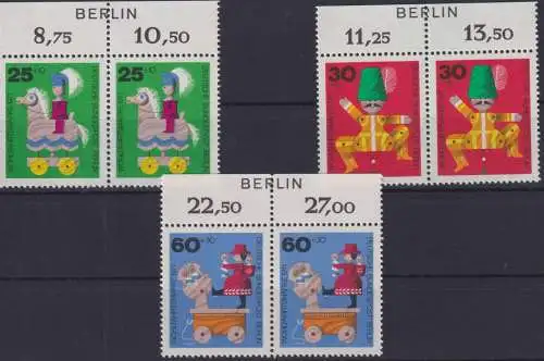 Berlin 413-415 Wohlfahrt 1971 Spielzeug Luxus Paare mit BERLIN im Oberrand