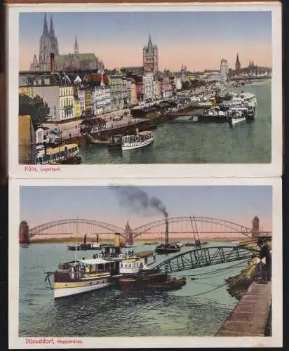 Ansichtskarten Sammlung Der Rhein Mainz bis Düsseldorf 20 Ansichten Leporello