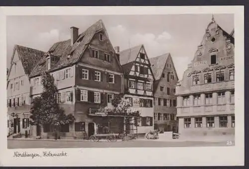 Nördlingen Bayern Ansichtskarte Deutsches Reich Holzmarkt Fachwerk München