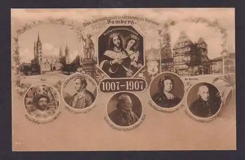 Ansichtskarte Bamberg Kaiserpaar Adel Bistumsgründung 100 Jahr Feier